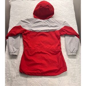 Columbia Women's Full Zip Hooded Lightweight‎ Rain Jacket Red Gray